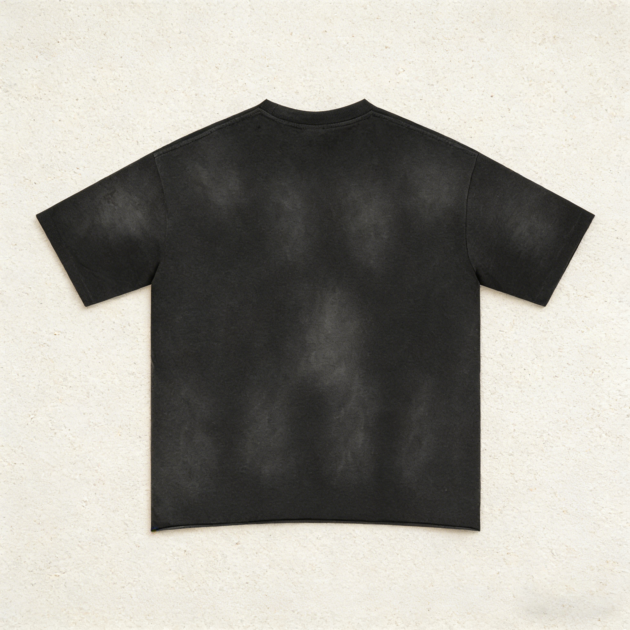 Customized Raw Edge Spray Printed Monkey Short Sleeve 100% Cotton Vintage Tee Shirt