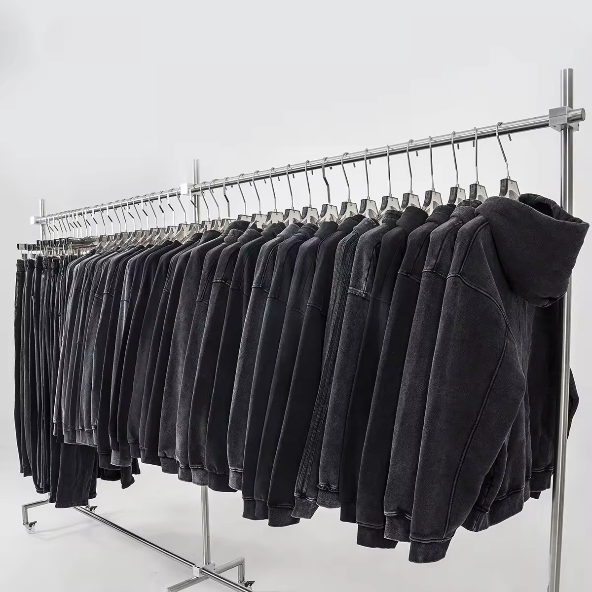 Custom Men's 450gsm 100% Cotton Boxy Oversized Hoodie & Sweatpants Set Distressed Vintage Acid Wash 3D Pattern Zip up Factory