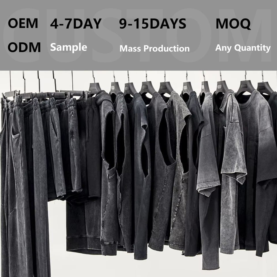 Manufacturer Streetwear Summer Short Sleeve Acid Washed Distressed Men's T-shirt Blank Custom 100% Cotton Vintage Oversized Boxy