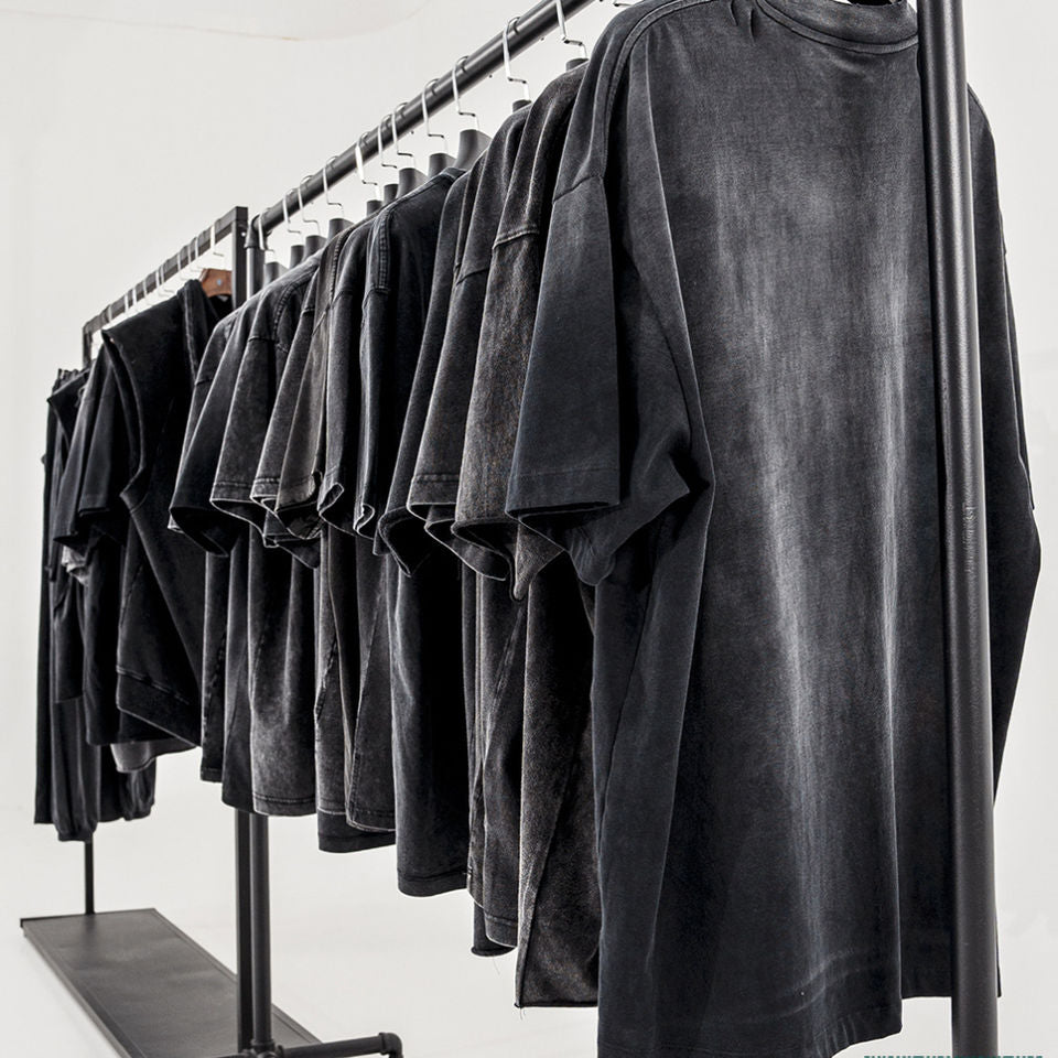 Manufacturer Streetwear Summer Short Sleeve Acid Washed Distressed Men's T-shirt Blank Custom 100% Cotton Vintage Oversized Boxy