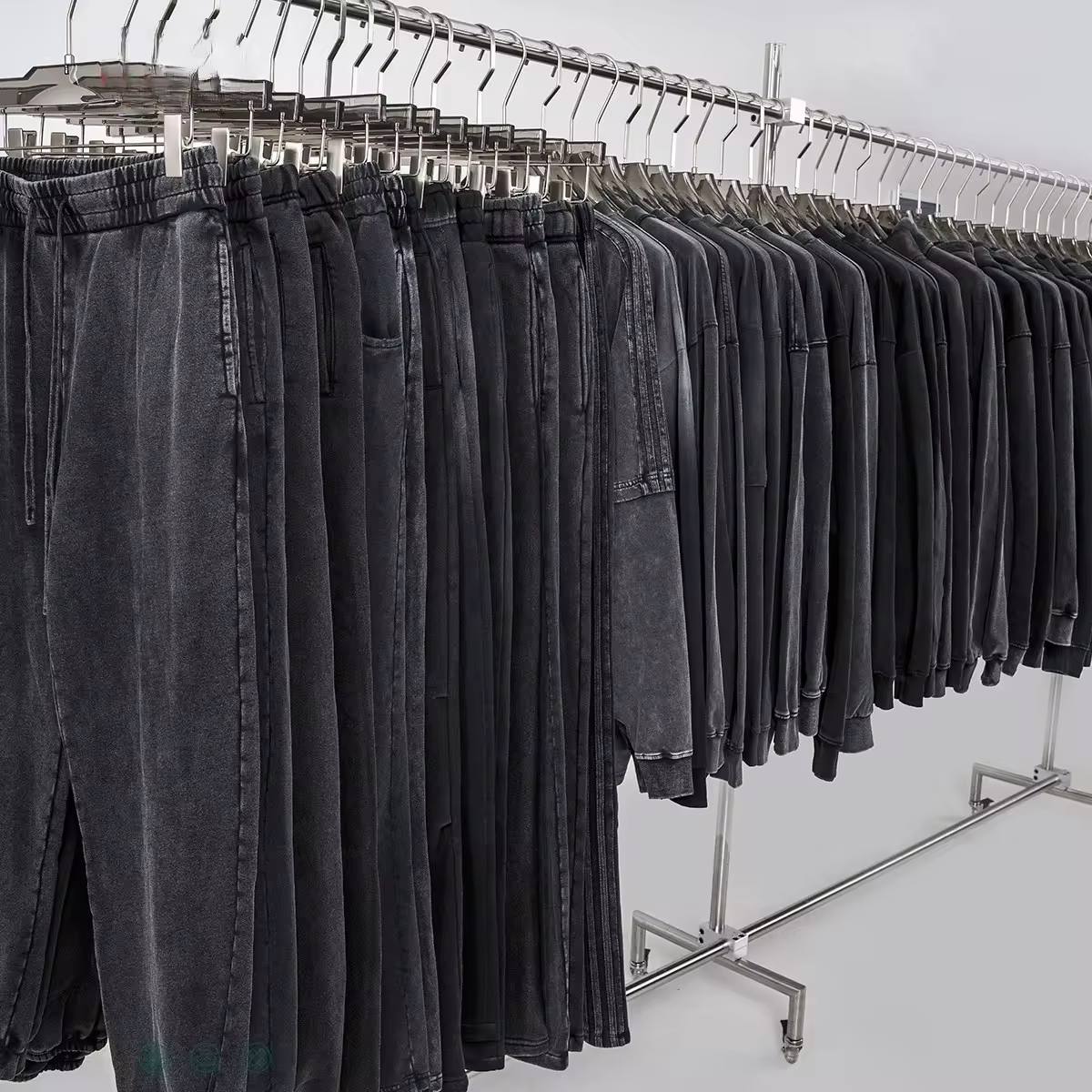 Custom Men's 450gsm 100% Cotton Boxy Oversized Hoodie & Sweatpants Set Distressed Vintage Acid Wash 3D Pattern Zip up Factory