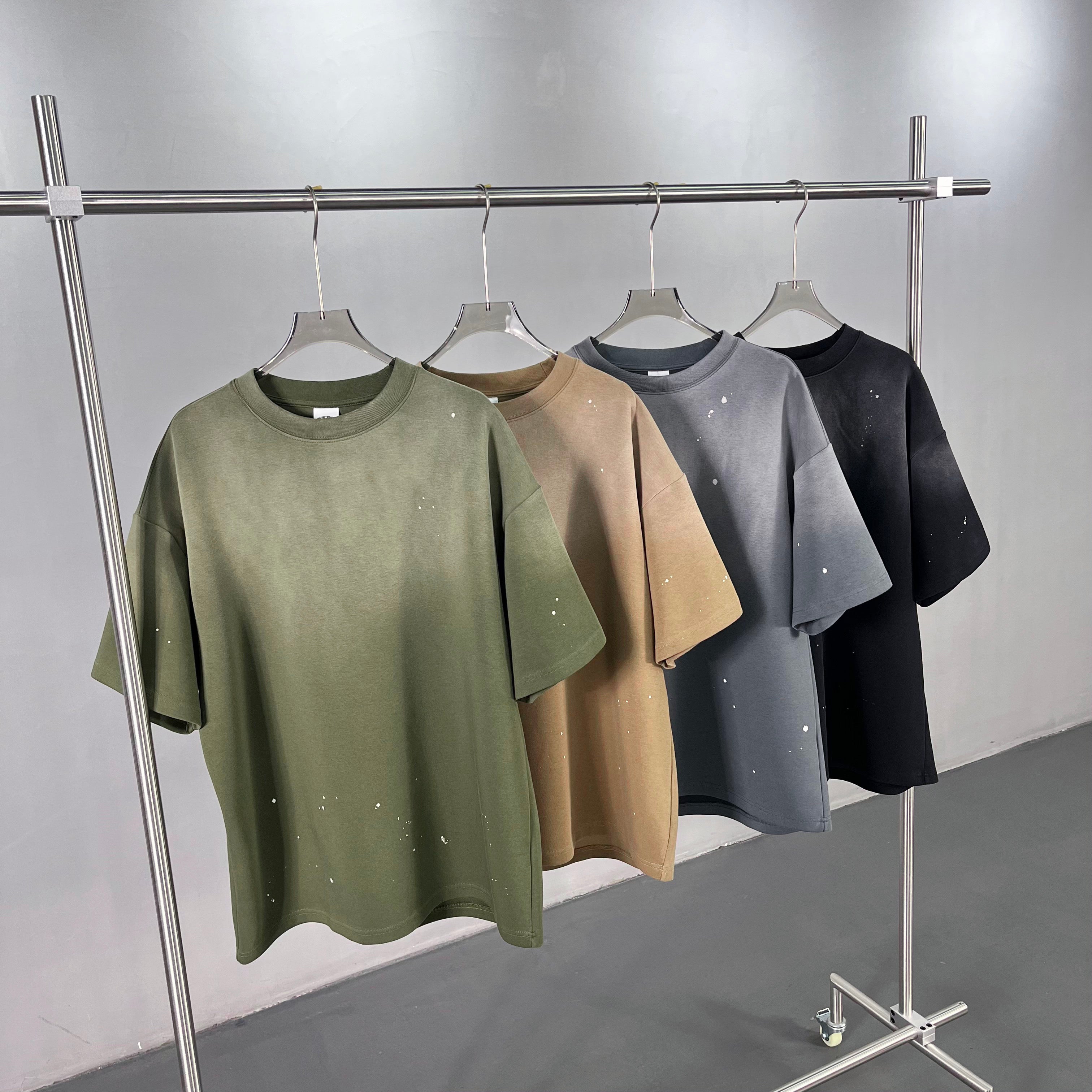 OEM Distressed Unisex Vintage Tee Acid Wash T Shirt Short Set Men's Unisex Women's Vintage Casual Style Plain Blank Tee Tracksuit