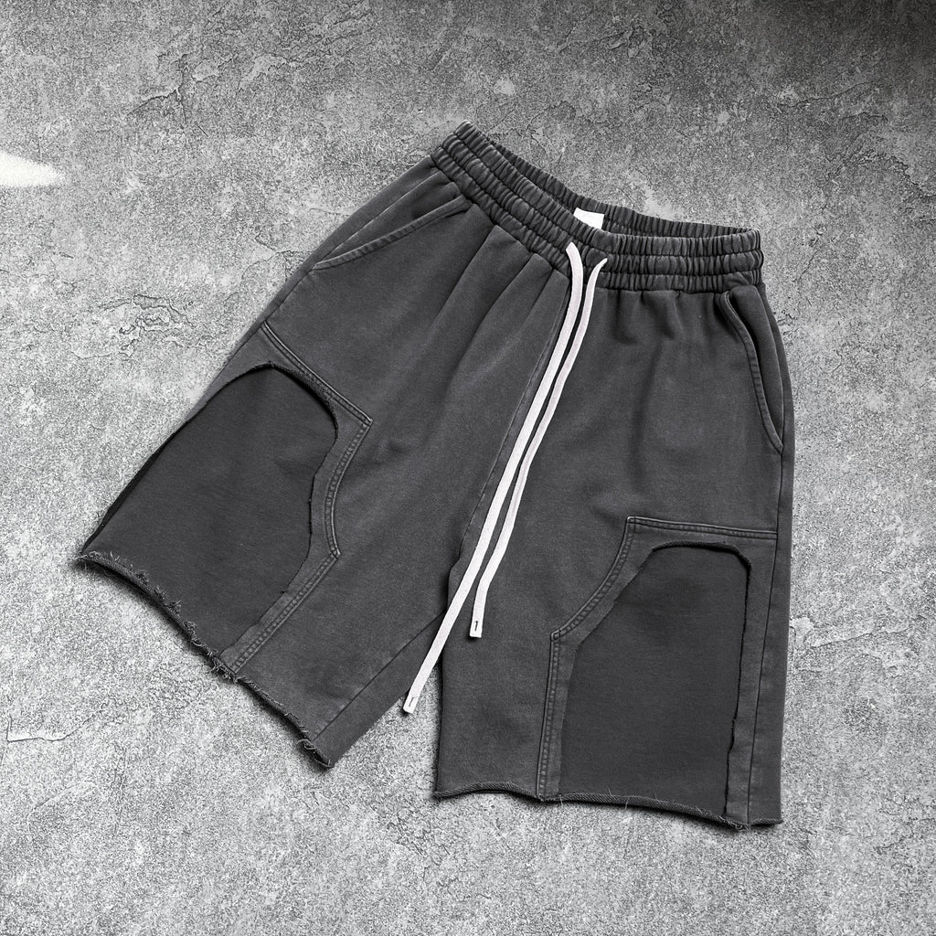 2026 New Popular Cotton Shorts Wasteland Style Vintage Wash Distressed Ripped Raw Edge Custom  Knee-Length Pants