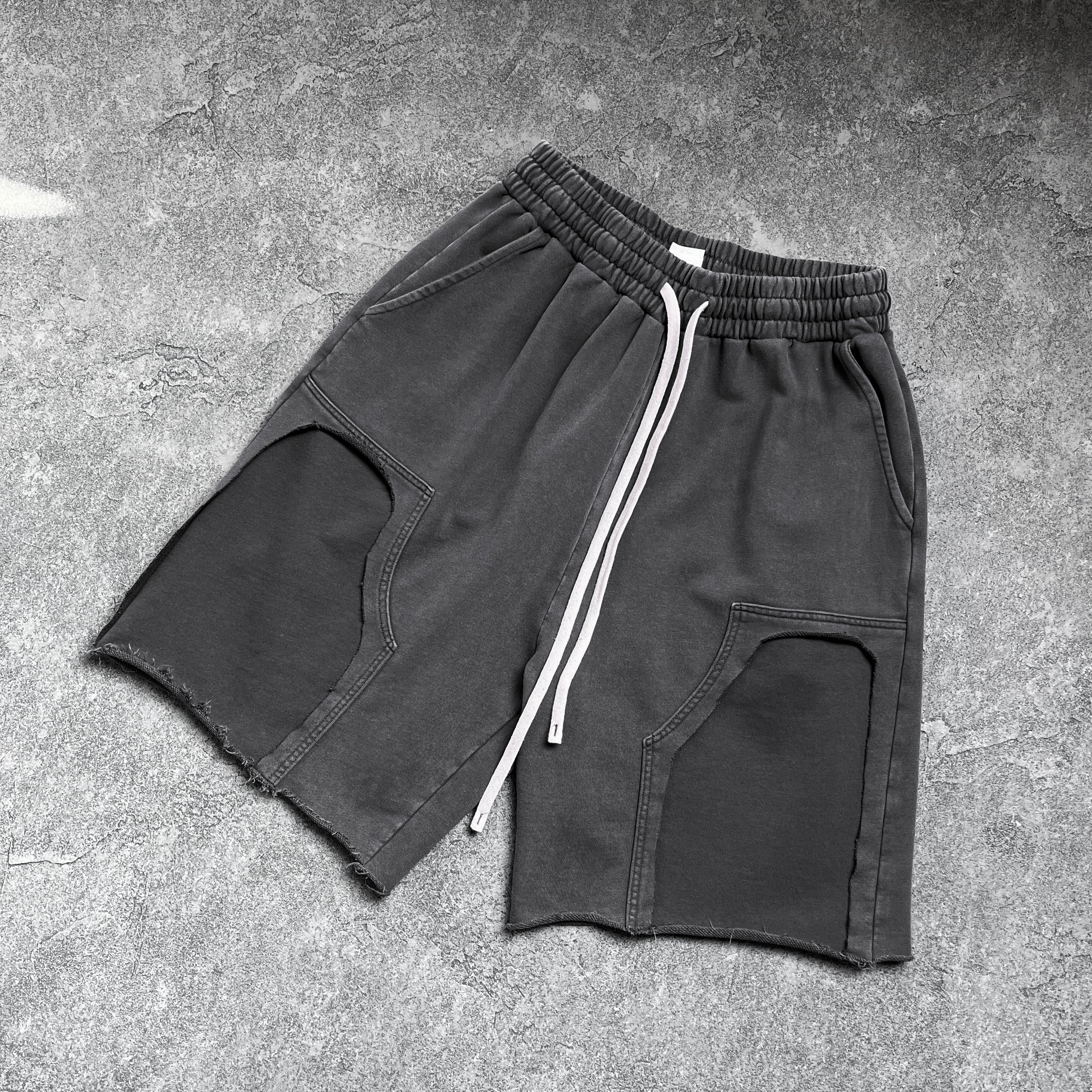 2026 New Popular Cotton Shorts Wasteland Style Vintage Wash Distressed Ripped Raw Edge Custom  Knee-Length Pants