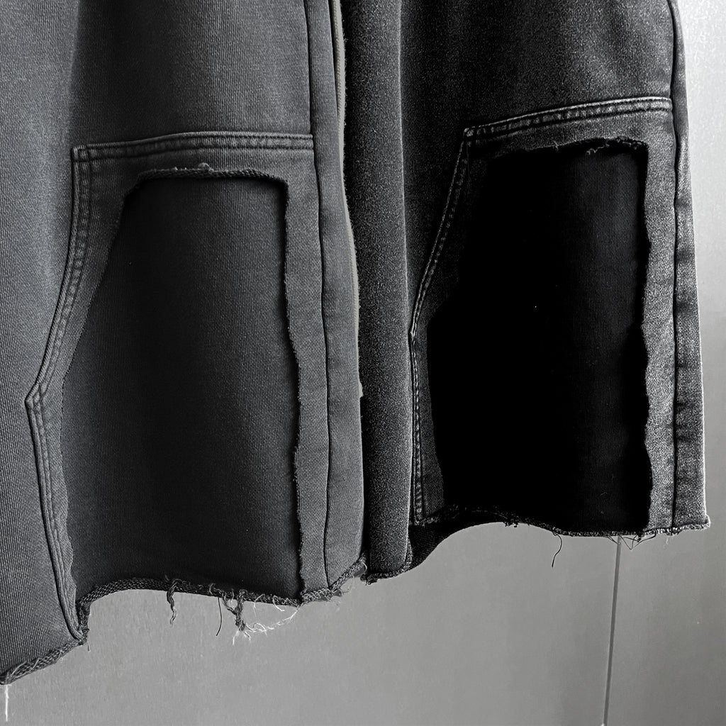 2026 New Popular Cotton Shorts Wasteland Style Vintage Wash Distressed Ripped Raw Edge Custom  Knee-Length Pants