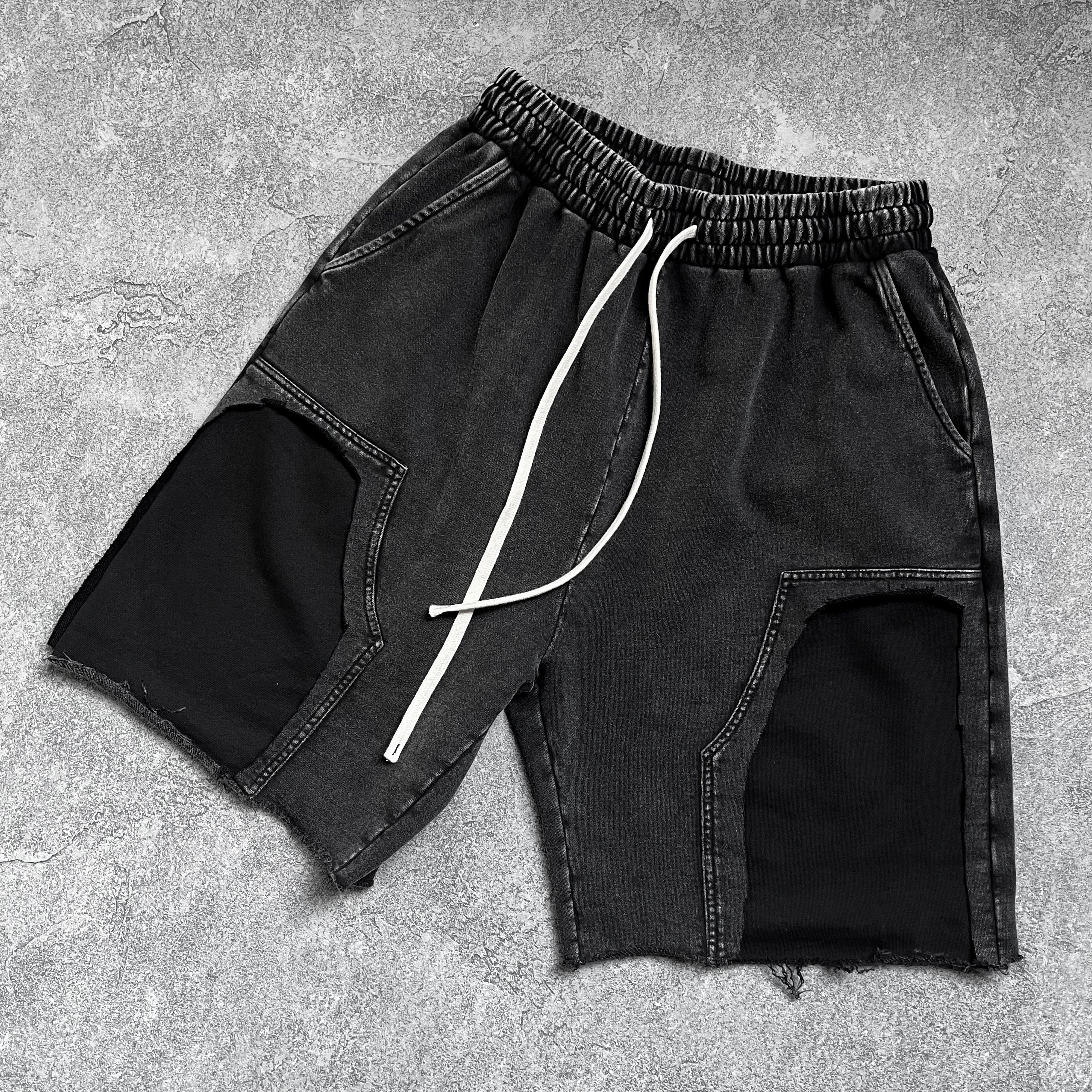 2026 New Popular Cotton Shorts Wasteland Style Vintage Wash Distressed Ripped Raw Edge Custom  Knee-Length Pants