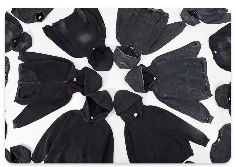 Custom Men's 450gsm 100% Cotton Boxy Oversized Hoodie & Sweatpants Set Distressed Vintage Acid Wash 3D Pattern Zip up Factory